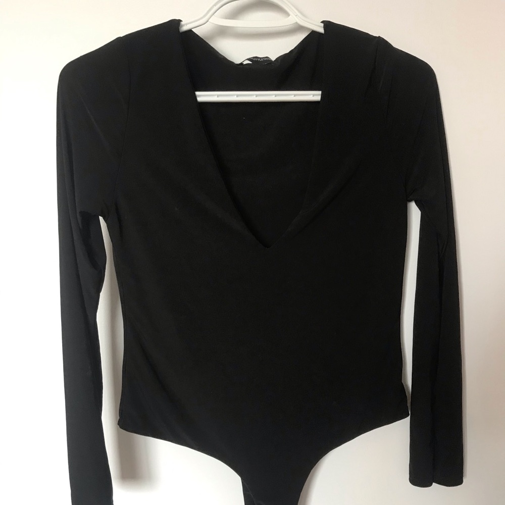 PLT Black v neck body suit NEVER WORN